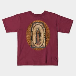 Our Lady of Guadalupe Virgin Mary Wood Look Kids T-Shirt